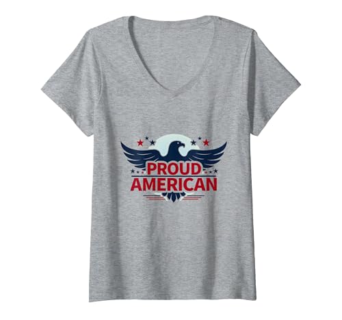 Patriotische USA-Flagge für Herren T-Shirt mit V-Ausschnitt, Damen, Grau Meliert, S von Generic