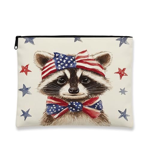 Patriotischer Waschbär-Make-up-Tasche, niedliches Tier, Vintage-Stil, Kosmetiktasche mit Reißverschluss, Reise-Organizer für Festival, Sommer, 4. Juli, rot/blau, 7x9 Inch, Waschbär Patriotischer Waschbär-Make-up-Tasche, niedliches Tier, Vintage-Stil, Kosmetiktasche mit Reißverschluss, Reise-Organizer für Festival, Sommer, 4. Juli, rot/blau, 7x9 Inch, Waschbär von Generic