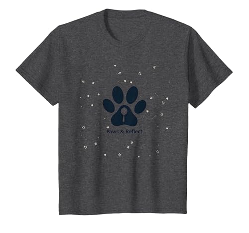 Paws & Reflect: Skurrile Pet Care Logo T-Shirt, Kinder, Anthrazit Meliert, 116 von Generic