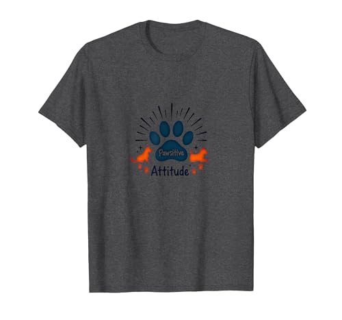 Pawsitive Attitude Hundeliebhaber Haustier T-Shirt, Herren, Anthrazit Meliert, XXL von Generic