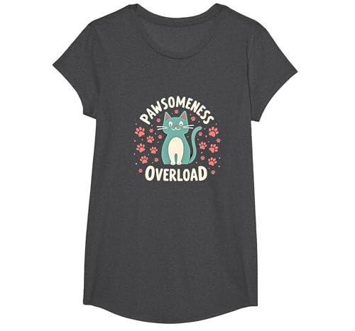 Pawsomeness Katzenpfote T-Shirt, Girls, Anthrazit Meliert, XS von Generic