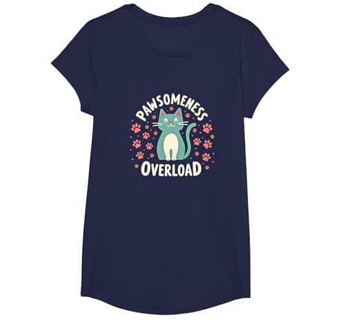 Pawsomeness Katzenpfote T-Shirt, Girls, Marineblau, XS Pawsomeness Katzenpfote T-Shirt, Girls, Marineblau, XS von Generic
