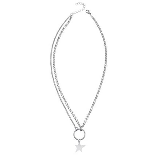 Pearl Damenhalskette Perle Crystal Halskette Geschenke Einfache Doppellagige Halskette Mit Fünfzackigem Sternanhänger Für Männer Und Frauen von Generic
