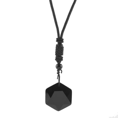 Pearl Damenhalskette Perle Crystal Halskette Geschenke Energiestein-Obsidian-Hexagramm-Halskette, Pulloverkette Für Herren Und Damen von Generic