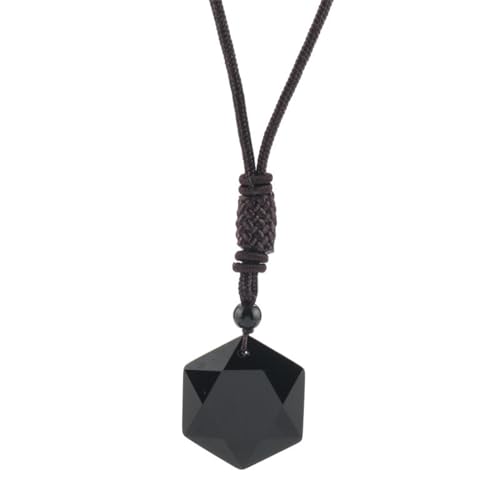 Pearl Damenhalskette Perle Crystal Halskette Geschenke Pendel Energie Stein Obsidian Hexagramm Halskette Herren Und Damen Pullover Kette von Generic