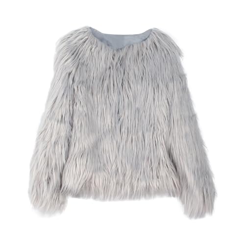 Pelzjacke Damen Kurz Hochzeit Einfarbig, Fleecejacke Kunstfell Plüschjacke Flauschig Winterjacke Große Größen Kuscheljacke Oversized Y14K Felljacke Elegante Festlich Teddyjacke Streetwear von Generic