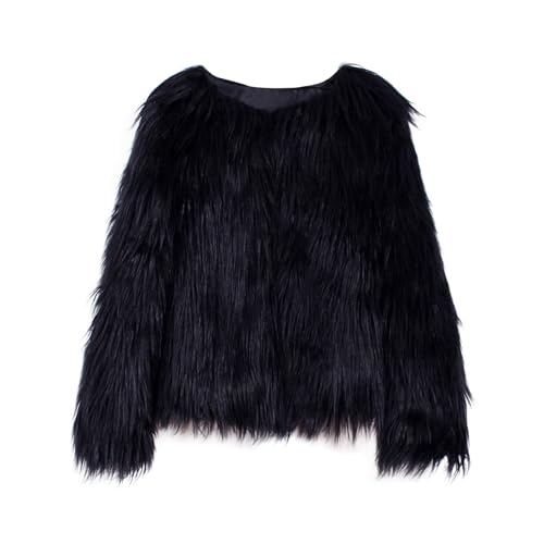Pelzjacke Damen Kurz Hochzeit Einfarbig, Fleecejacke Kunstfell Plüschjacke Flauschig Winterjacke Große Größen Kuscheljacke Oversized Y2K Felljacke Elegante Festlich Teddyjacke Streetwear von Generic