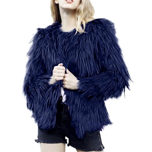 Pelzjacke Damen Kurz Hochzeit Einfarbig, Fleecejacke Kunstfell Plüschjacke Flauschig Winterjacke Große Größen Kuscheljacke Oversized Y2K Felljacke Elegante Festlich Teddyjacke Streetwear von Generic