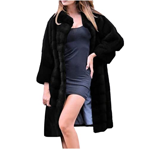 Pelzmantel Damen Winterjacke Elegant Langes Jacke Mantel Trenchcoat Stehkragen Pelzjacke Kunstpelz Plüschjacke Coat Jacket Oberbekleidung Fellmantel Herbst Winter Warm Outwear von Generic