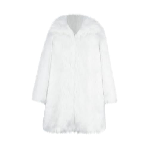 Pelzmantel Herren Lang Kunstfell Felljacke Plüsch Winterjacke Revers Pelz Jacke Winter Pelzjacke Faux Fur Fellmantel Warm mantel Mode Wintermantel Parka Sale Weiß 3XL von Generic