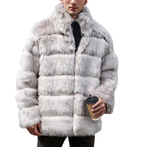 Pelzmantel Herren Pelz Jacke Fellmantel Kunstfell Plüsch Winterjacke Warm Mantel Pelzjacke Langarm Faux Pelz Jacke Lose Cardigan Felljacke Wintermantel Freizeitjacke Outdoorjacke Pelzjacke für Herren von Generic