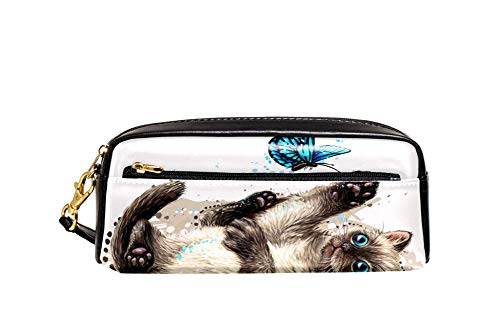 Pencil Case Liegende Katze Spielt Mit Einem Schmetterling Bleistift Beutel Stylisches Stifte-Organizer Mit Reißverschluss Tasche Für Unisex Studenten Erwachsener von Generic