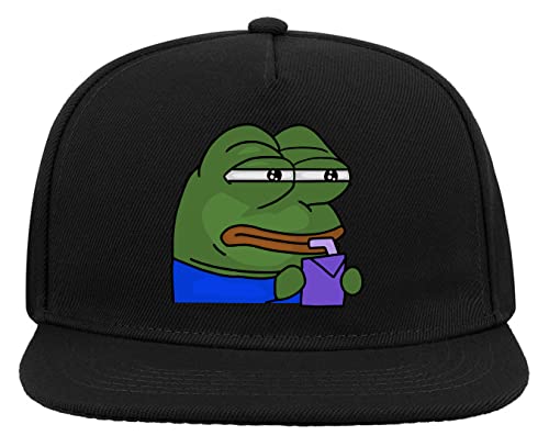 Pepe The Frog Drinking Juice 5-Panel-Baseballmütze mit flachem Visier und Snapback Schwarz von Generic