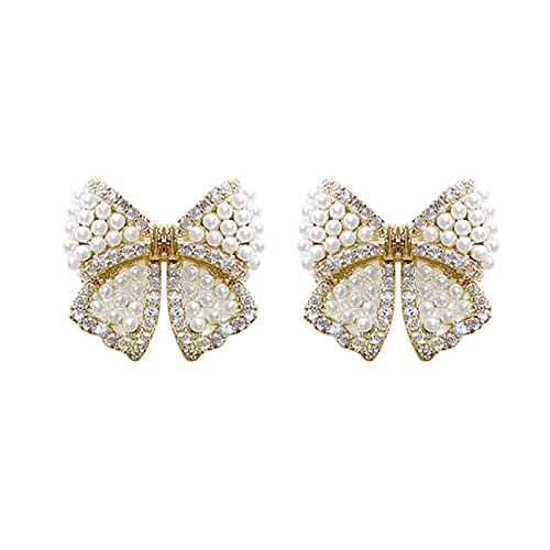 Perlen-Bogen-Ohrringe für Teenager-Mädchen, minimalistische Piercing-Ohrstecker, Trendige Ohrringe Ernstes Design Ohrringe (Gold, One Size) von Generic
