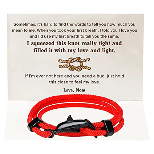 Perlen für armbänder Armschmuck An Meinen, ich Liebe Dich für Immer, nautisches Armband, wasserdichtes Paracord-Manschettenarmband mit Stahlschraube Armkette- Mädchen Valentinstag (Red, One Size) von Generic