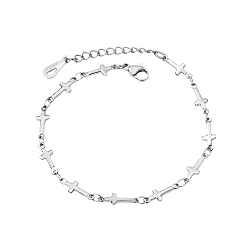 Perlen für armbänder Armschmuck Legierungs-Kupfer-Kreuz-Armband-Geschenk für besten Freund-Schwester-Herz-Armband Armkette- Mädchen (Silver, One Size) von Generic
