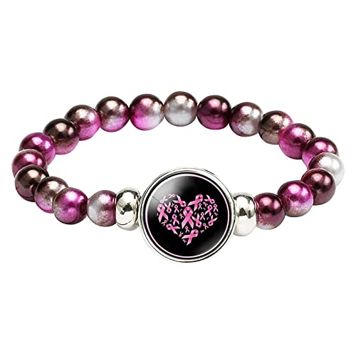 Perlen für armbänder Armschmuck Versteckte Hohle Perlen Cancer Awareness Perlen Brustkrebs oder mehrfarbiges Armband, für die meisten Handgelenke Armkette- Mädchen (A, One Size) von Generic