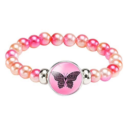 Perlen für armbänder Armschmuck Versteckte Hohle Perlen Cancer Awareness Perlen Brustkrebs oder mehrfarbiges Armband, für die meisten Handgelenke Armkette- Mädchen (E, One Size) von Generic