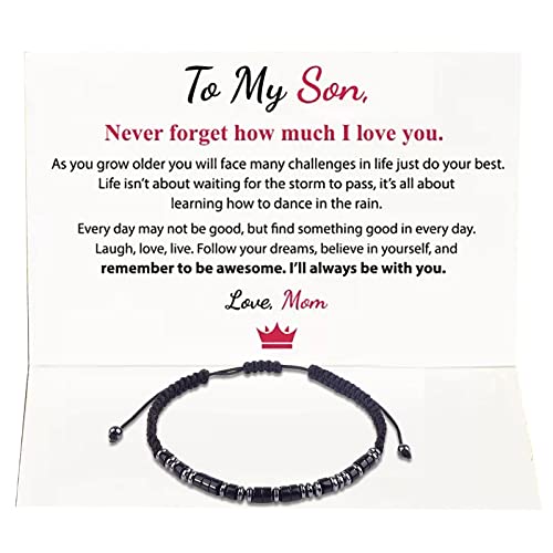 Perlen für armbänder Armschmuck for My Son Love You Forever Schwarzer Magnet Weihnachtsgeburtstagsgeschenk für Son Boy Armkette- Mädchen (Black, One Size) von Generic