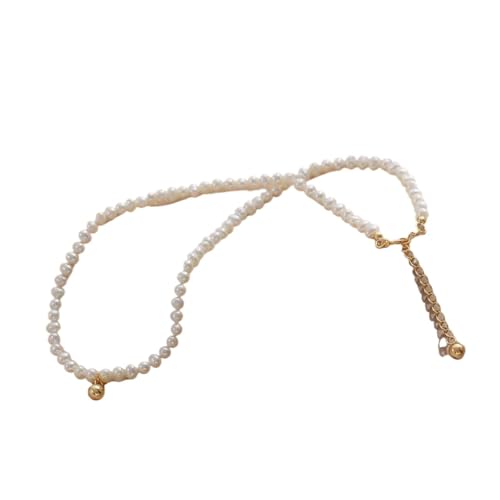 Perlenhalskette mit Herzanhänger in Gold/Silber, schlicht und klassisch, für Damen, Schmuck zum Muttertag, Einheitsgröße von Generic