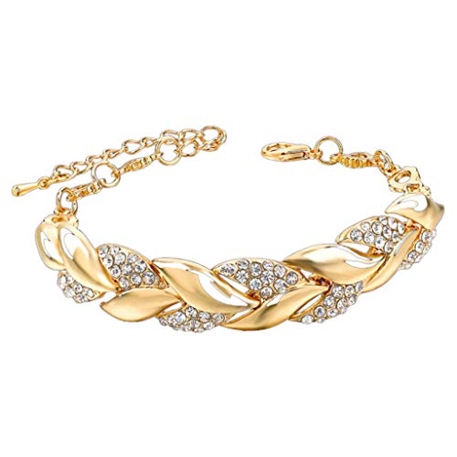 Perlenkette Fußkettchen Schmuck für Frauen Mädchen Anhänger Damenschmiede luxuriöse Goldschmuck Fashion-Blatt-Diamantarmband Valentine Geschenk Schmuck (Gold, One Size) von Generic