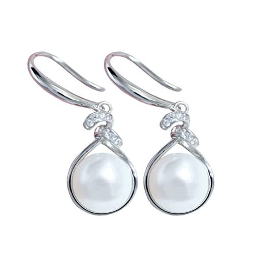 Perlenohrringe, weibliche S925 Sterling Silber eingelegte natürliche Süßwasserperlenohrringe von Generic
