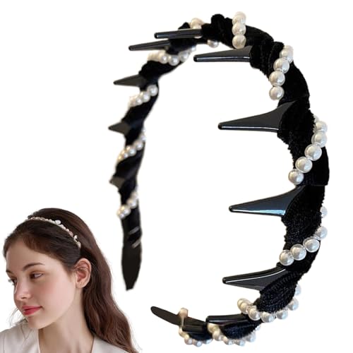 Perlenstirnbänder für Frauen, Perlenstirnband für Mädchen - Wellenhaarzubehör - Mode Perlhirnbänder nicht rutschfeste Zähne Haarband Haare Accessoires für Frauen von Generic