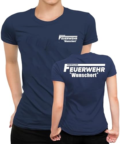 Peronalisiertes Feuerwehr Design beidseitig für jeden Anlass mit Wunschort und/oder mit Wunschname Freiwillige Feuerwehr T-Shirt Fun Shirt Frauen Damen T-Shirt von Generic