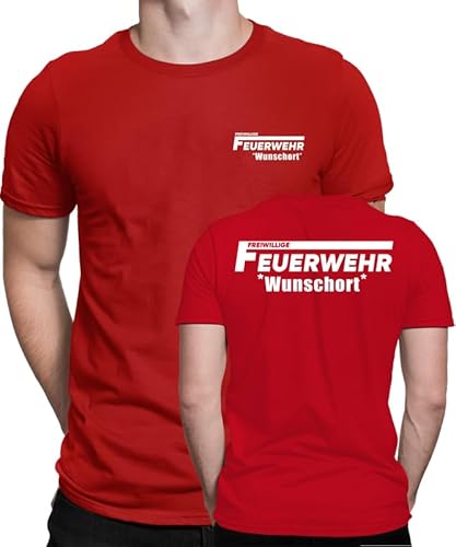 Peronalisiertes Feuerwehr Design beidseitig für jeden Anlass mit Wunschort und/oder mit Wunschname Freiwillige Feuerwehr T-Shirt Fun Shirt Herren Männer T-Shirt von Generic