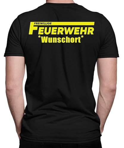 Peronalisiertes Feuerwehr Design beidseitig mit Wunschort oder mit Wunschname Freiwillige Feuerwehr T-Shirt Fun Shirt Herren Männer T-Shirt von Generic