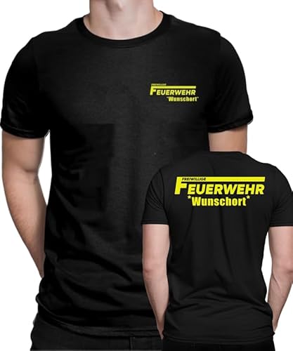 Peronalisiertes Feuerwehr Design beidseitig mit Wunschort oder mit Wunschname Freiwillige Feuerwehr T-Shirt Fun Shirt Herren Männer T-Shirt von Generic