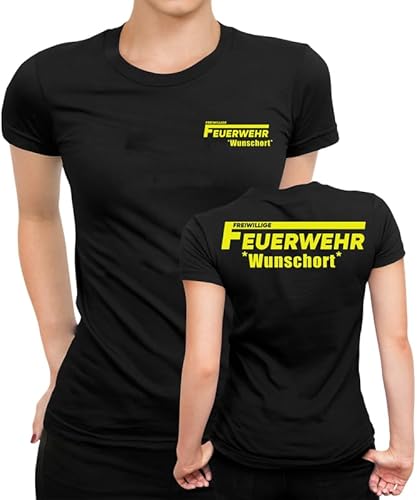 Peronalisiertes Feuerwehr Design für jeden Anlass beidseitig mit Wunschort oder mit Wunschname Freiwillige Feuerwehr T-Shirt Fun Shirt Frauen Damen T-Shirt von Generic