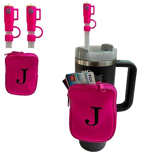 Personalisierbare Tasche für Stanley Cup 30 Becher mit Griff 40 mm und 35 mm Strohhalm-Aufsatz, der eng anliegt; Zubehör für Stanley Becher (J, Hot Pink) von Generic