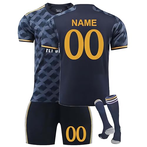 Personalisierbares Kinder Fußballtrikot 2024/2025 mit Namensaufdruck – Komplettes Spielset (Trikot + Shorts + Stutzen) – Personalisierte Fußballuniform für Jungen und Mädchen A von Generic