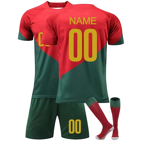 Personalisierbares Kinder Fußballtrikot Set 2024/2025 – Trikot mit Name/Nummer + Shorts und Stutzen – Komplettes Heim-/Auswärts-Set – für Jungen Mädchen Portugal-Fußballtrikot Personalisierbares Kinder Fußballtrikot Set 2024/2025 – Trikot mit Name/Nummer + Shorts und Stutzen – Komplettes Heim-/Auswärts-Set – für Jungen Mädchen Portugal-Fußballtrikot von Generic