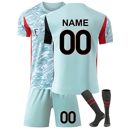 Personalisierbares Kinder Fußballtrikot Set 2024/2025 mit Namens-/Nummernaufdruck – T-Shirt, Shorts und Stutzen – Für Jungen und Mädchen G04 von Generic