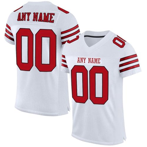 Personalisiert American Football Trikots mit Team Name Number Logo Personalized Jerseys für Herren Damen Jugend Vorschule Schnelltrocknend Atmungsaktiv Sporthemden Weiß von Generic