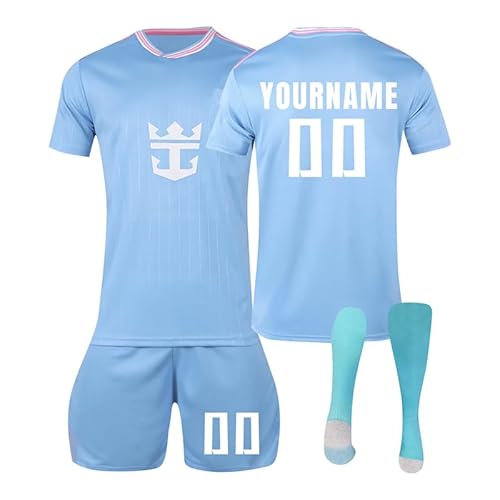 Personalisiert Fußball Trainingstrikots für Jungen Herren Fußballtrikot mit Eigenem Namen & Nummer, Verschiedene Trikots Hause Auswärts Fußball Trikots Shorts Socken Set für Kinder Erwachsene von Generic