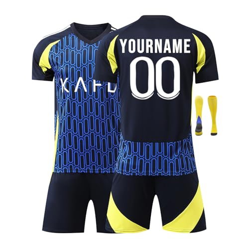Personalisiert Fußball Trainingstrikots für Jungen Herren Fußballtrikot mit Eigenem Namen & Nummer, Verschiedene Trikots Hause Auswärts Fußball Trikots Shorts Socken Set für Kinder Erwachsene von Generic