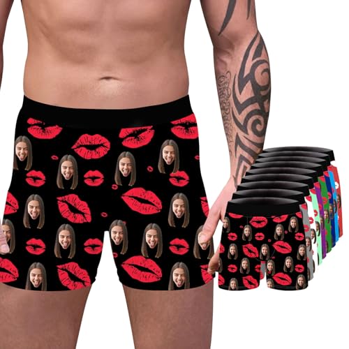 Personalisiert Herren Baumwolle Unterhose Boxershorts mit Gesicht Foto Retroshorts Geschenke Für Männer Lustige Unterwäsche Boxer Valentinstag Männergeschenke Sale Schwarz XL von Generic