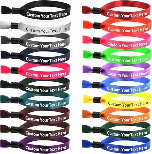 Personalisierte, Verstellbare StoffarmbäNder, 50 Personalisierte ArmbäNder Mit Logo/Farbe/Text/Zeichen, Vip-ArmbäNder – Ideal FüR Events, Konzerte, Clubs Und Partys von Generic