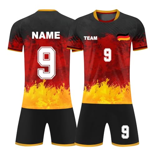 Personalisierte Fußballtrikots T-Shirt Shorts 2 Teiliges Set Jeder Name Nummer Team Logo - Fußballtrikot Kinder Erwachsener Benutzerdefiniert Trikot von Generic