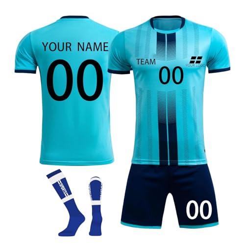 Personalisierte Fußballtrikots T-Shirt Shorts 3 Teiliges Set Jeder Name Nummer Team Logo - Fußballtrikot Kinder Erwachsener Benutzerdefiniert Trikot Personalisierte Fußballtrikots T-Shirt Shorts 3 Teiliges Set Jeder Name Nummer Team Logo - Fußballtrikot Kinder Erwachsener Benutzerdefiniert Trikot von Generic