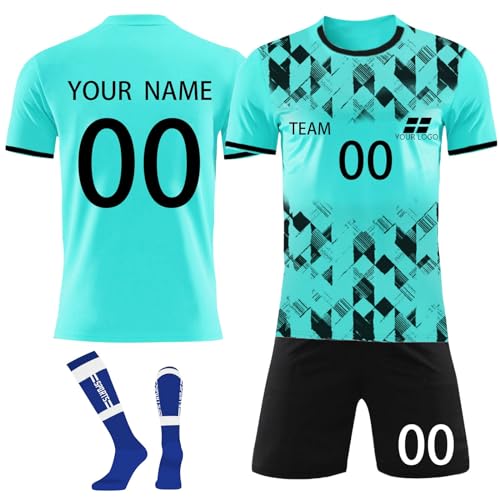 Personalisierte Fußballtrikots T-Shirt Shorts 3 Teiliges Set Jeder Name Nummer Team Logo - Fußballtrikot Kinder Erwachsener Benutzerdefiniert Trikot Personalisierte Fußballtrikots T-Shirt Shorts 3 Teiliges Set Jeder Name Nummer Team Logo - Fußballtrikot Kinder Erwachsener Benutzerdefiniert Trikot von Generic