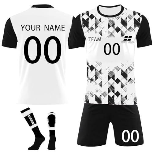 Personalisierte Fußballtrikots T-Shirt Shorts 3 Teiliges Set Jeder Name Nummer Team Logo - Fußballtrikot Kinder Erwachsener Benutzerdefiniert Trikot Personalisierte Fußballtrikots T-Shirt Shorts 3 Teiliges Set Jeder Name Nummer Team Logo - Fußballtrikot Kinder Erwachsener Benutzerdefiniert Trikot von Generic