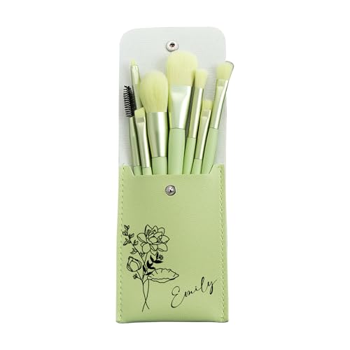Personalisierte Geburt Blume Makeup Pinsel Tasche mit 8 Pcs Makeup Pinsel Individuelles Makeup-Taschen-Set mit Namen Reise-Kosmetiktasche Personalisierte Kosmetiktasche für Frauen Geburtstag Geschenk von Generic