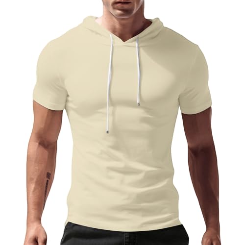 Personalisierte Geschenke T Shirt Herren Sport Tshirts Man Poloshirt Kurzarm Sportbekleidung für Militär Kleidung Ärmellose Weste Herren Outdoor Hemd Gym Kleidung Tshirt Mit Gummizug,Beige XL von Generic