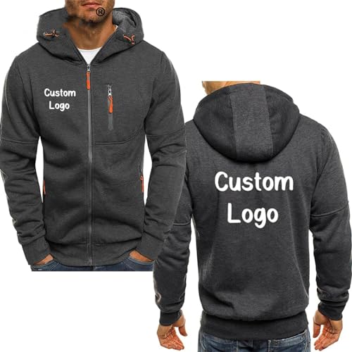 Personalisierte Herren Sweatshirt Individuell Ihr Logo Bedruckt Hoodies Mode Reißverschluss Dünn Jacke Mantel Herbst Winter Lässig Sportbekleidung Color5,XXL von Generic