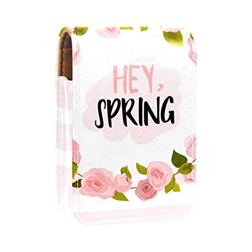 Personalisierte Lippenstift-Etui, tragbare Make-up-Tasche, Kosmetiktasche, Lippenstift-Halter, Make-up-Organizer, rosa Blume Frühling, Mehrfarbig, 9.5x2x7 cm/3.7x0.8x2.7 in von Generic