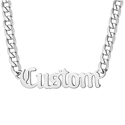 Personalisierte Namenskette für Männer und Frauen, Gravierte Panzerketten aus Kubanischem Edelstahl mit Namen, Ketten-Gedenkgeschenke zum Muttertag von Generic